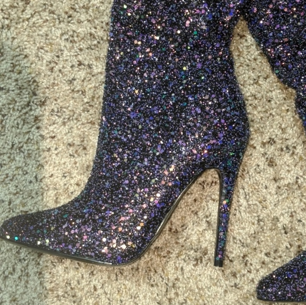 Sequin purple high boots